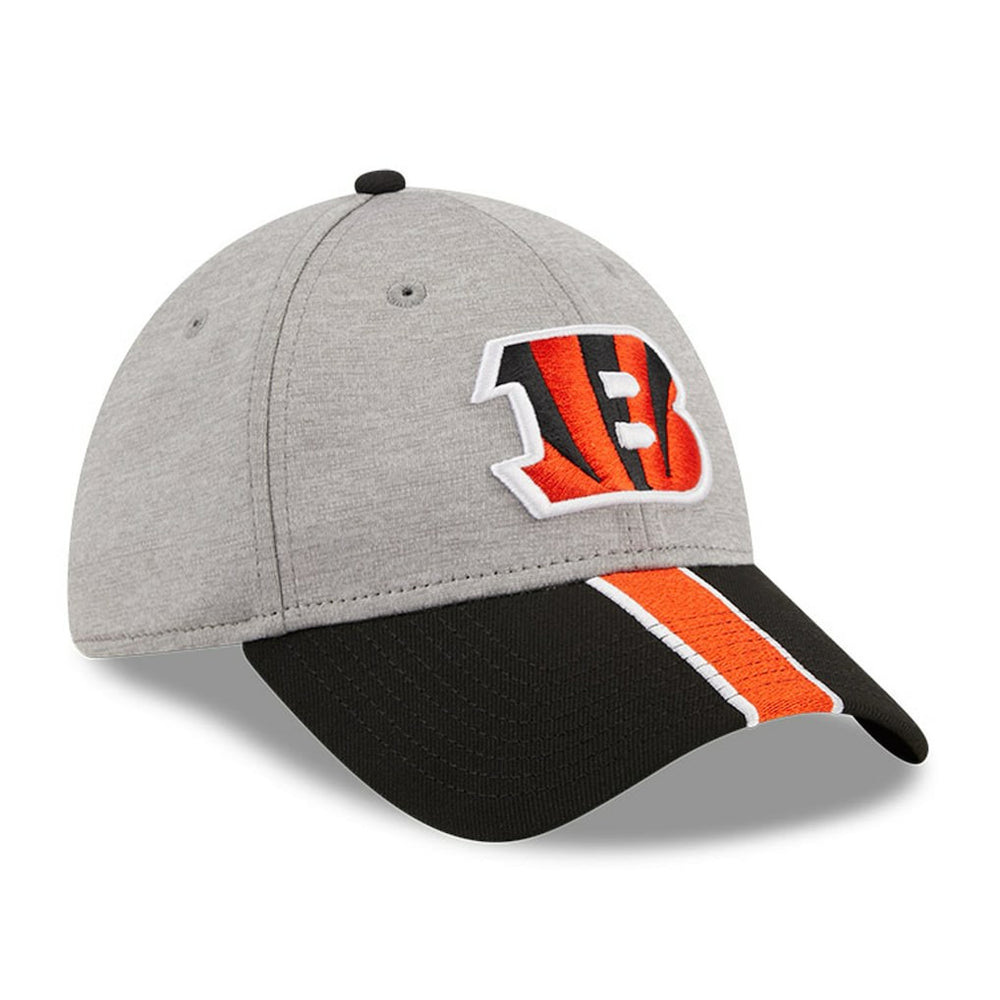 Cincinnati Bengals New Era Striped 39THIRTY Flex Hat - Heather Gray/Black - NFL