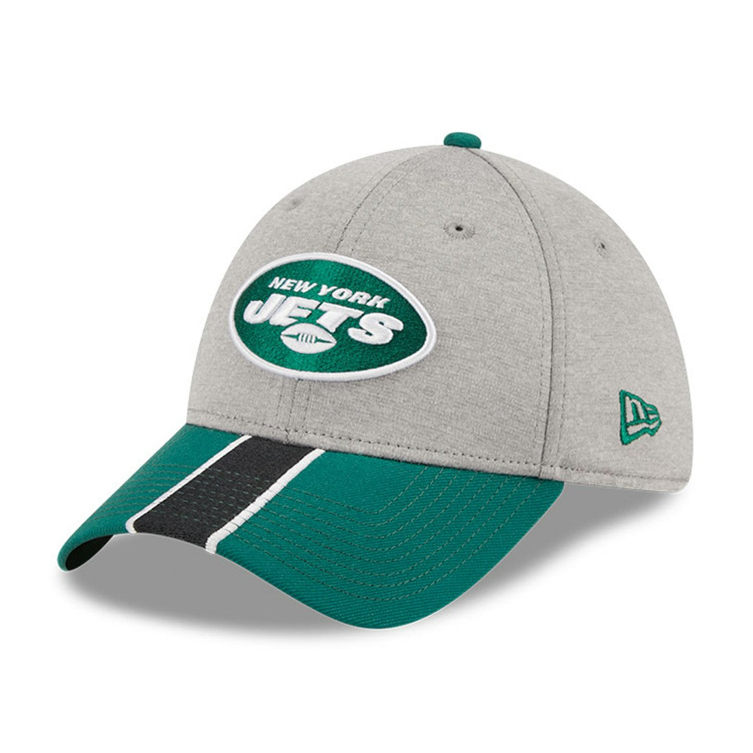 New York Jets New Era Striped 39THIRTY Flex Hat - Heather Gray/Green - NFL