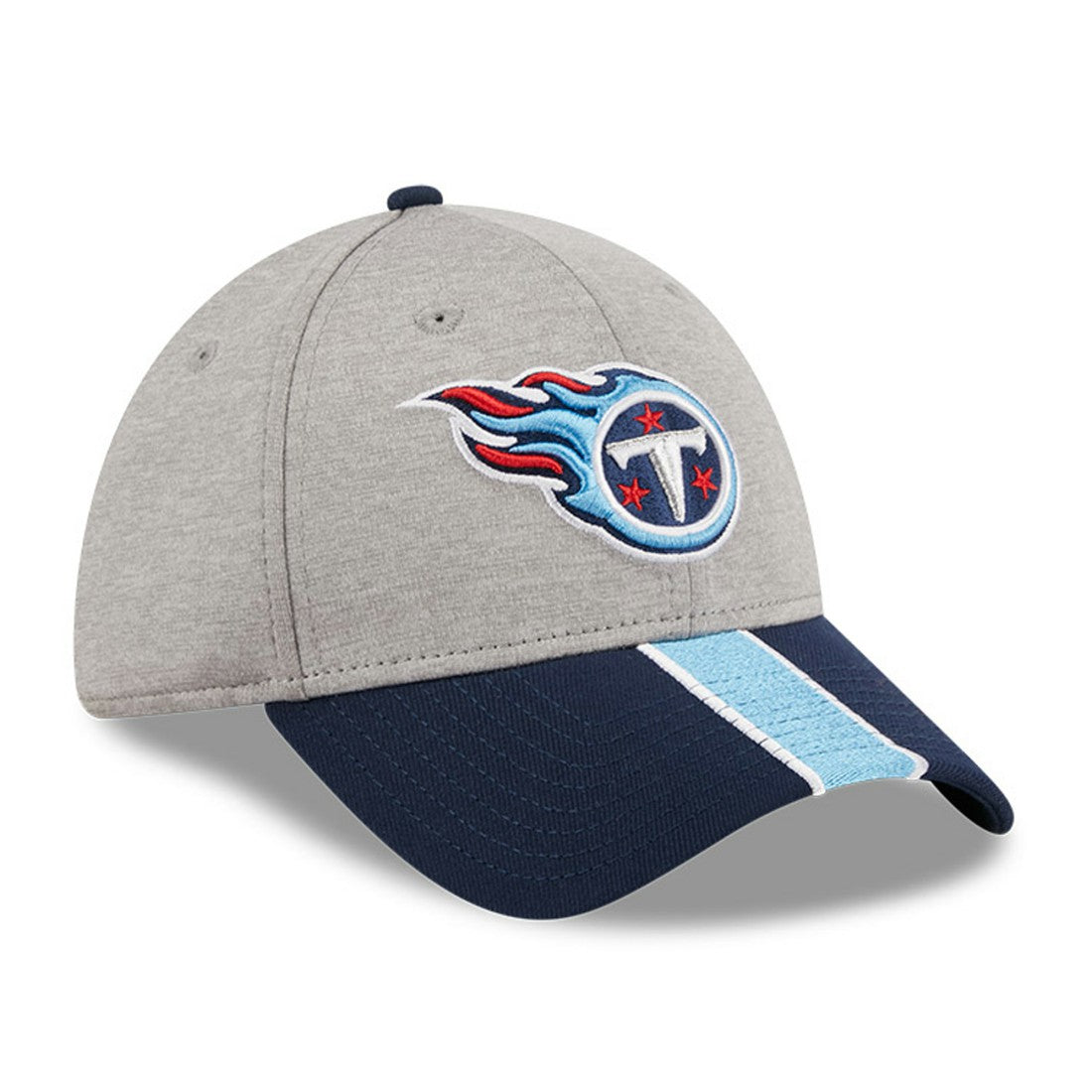 Tennessee Titans New Era Striped 39THIRTY Flex Hat - Heather Gray/Navy - NFL