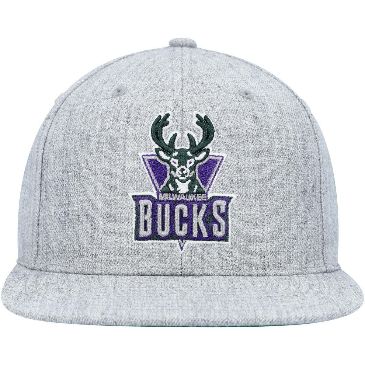 Mitchell & Ness Milwaukee Bucks Hardwood Classics 2.0 Snapback Hat Heather Gray