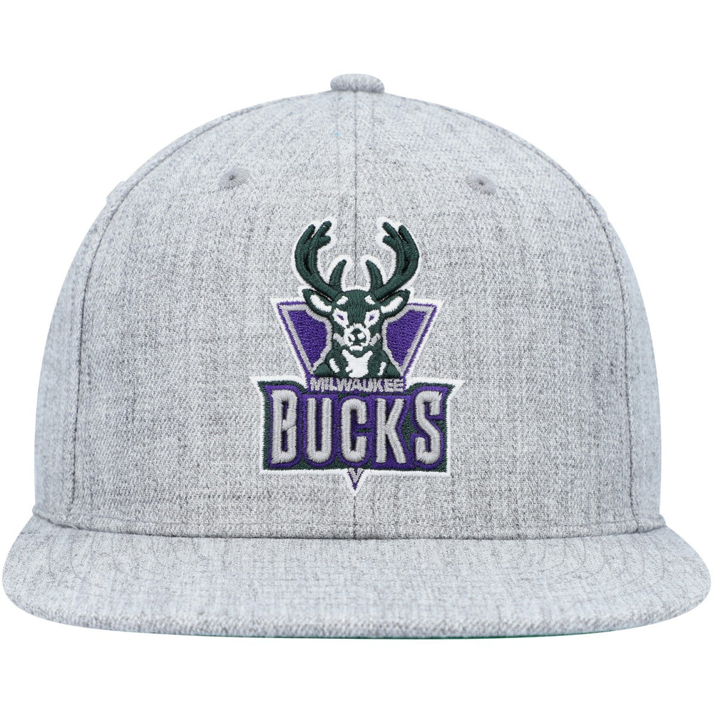 Mitchell & Ness Milwaukee Bucks Hardwood Classics 2.0 Snapback Hat Heather Gray