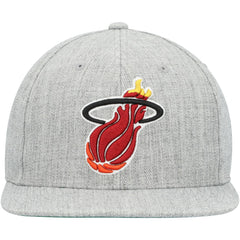 Mitchell & Ness Miami Heat Hardwood Classics 2.0 Snapback Hat Heather Gray