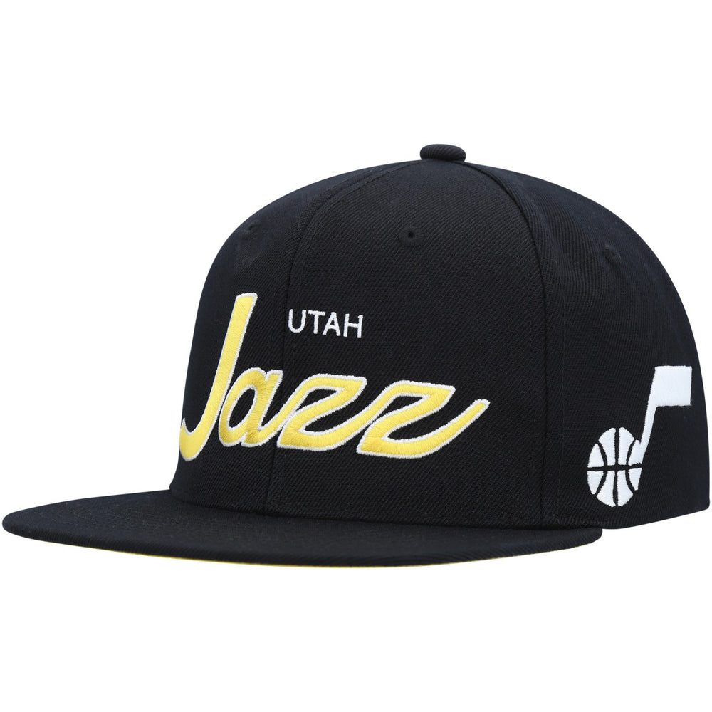 Mitchell & Ness Utah Jazz Hardwood Classics Script 2.0 Snapback Hat Black