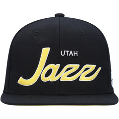 Mitchell & Ness Utah Jazz Hardwood Classics Script 2.0 Snapback Hat Black