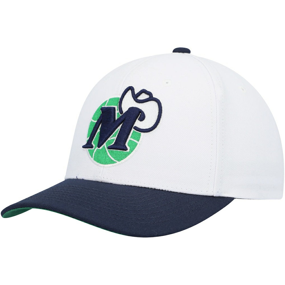 Mitchell & Ness Dallas Mavericks Hardwood Classics Core 2-Tone 2.0 Pro Snapback Hat White/Navy