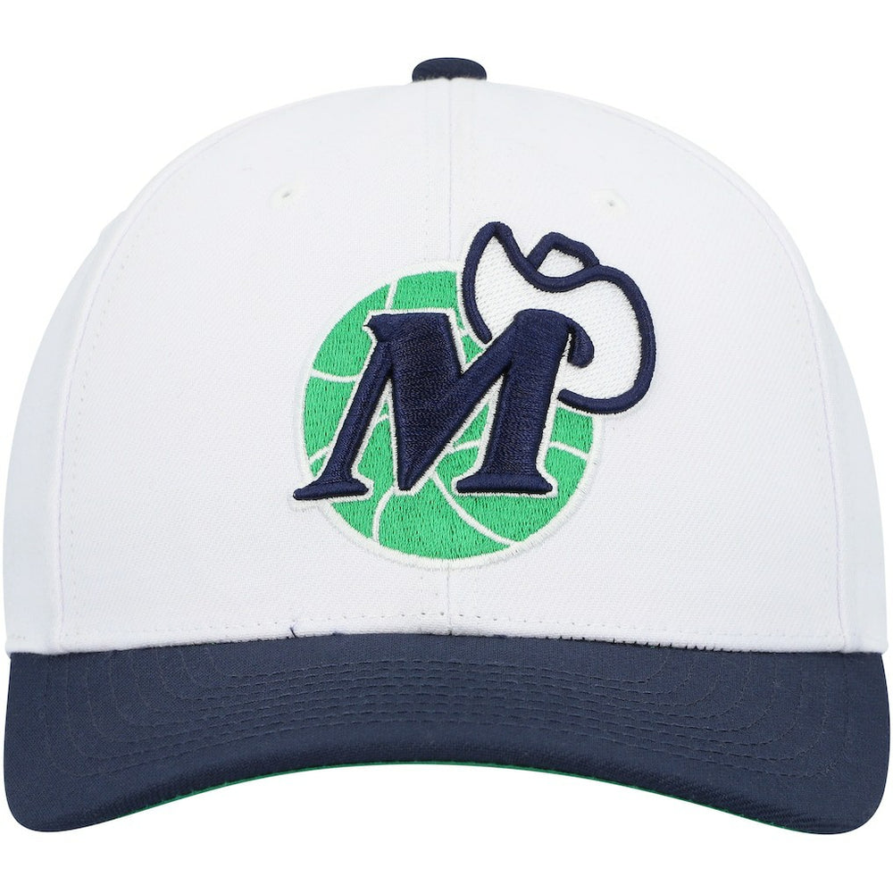 Mitchell & Ness Dallas Mavericks Hardwood Classics Core 2-Tone 2.0 Pro Snapback Hat White/Navy