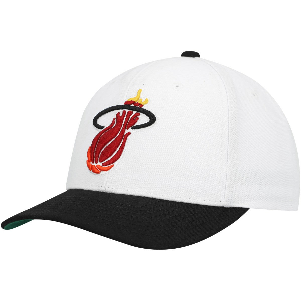 Mitchell & Ness Miami Heat Hardwood Classics Core 2-Tone 2.0 Pro Snapback Hat White/Black