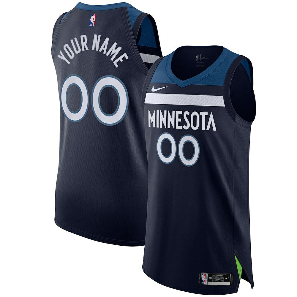 Nike Minnesota Timberwolves Authentic Custom Jersey Navy Icon Edition