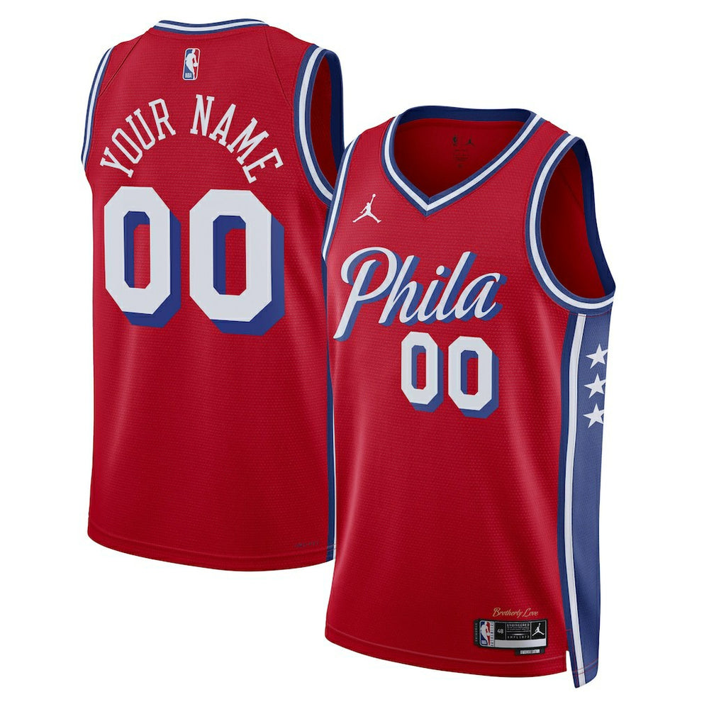 Philadelphia 76ers Jordan Brand Unisex 2022/23 Swingman Custom Jersey Statement Edition Red