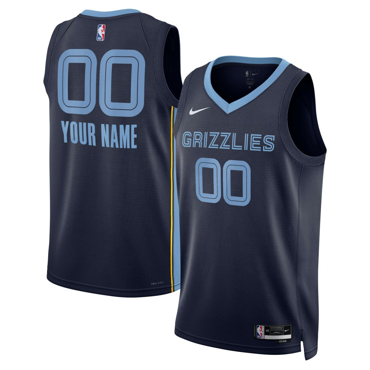 Nike Memphis Grizzlies Unisex Swingman Custom Jersey Navy Icon Edition