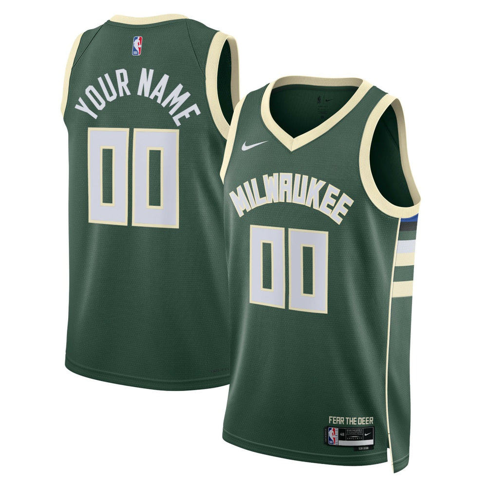 Nike Milwaukee Bucks Unisex Swingman Custom Jersey Hunter Green Icon Edition