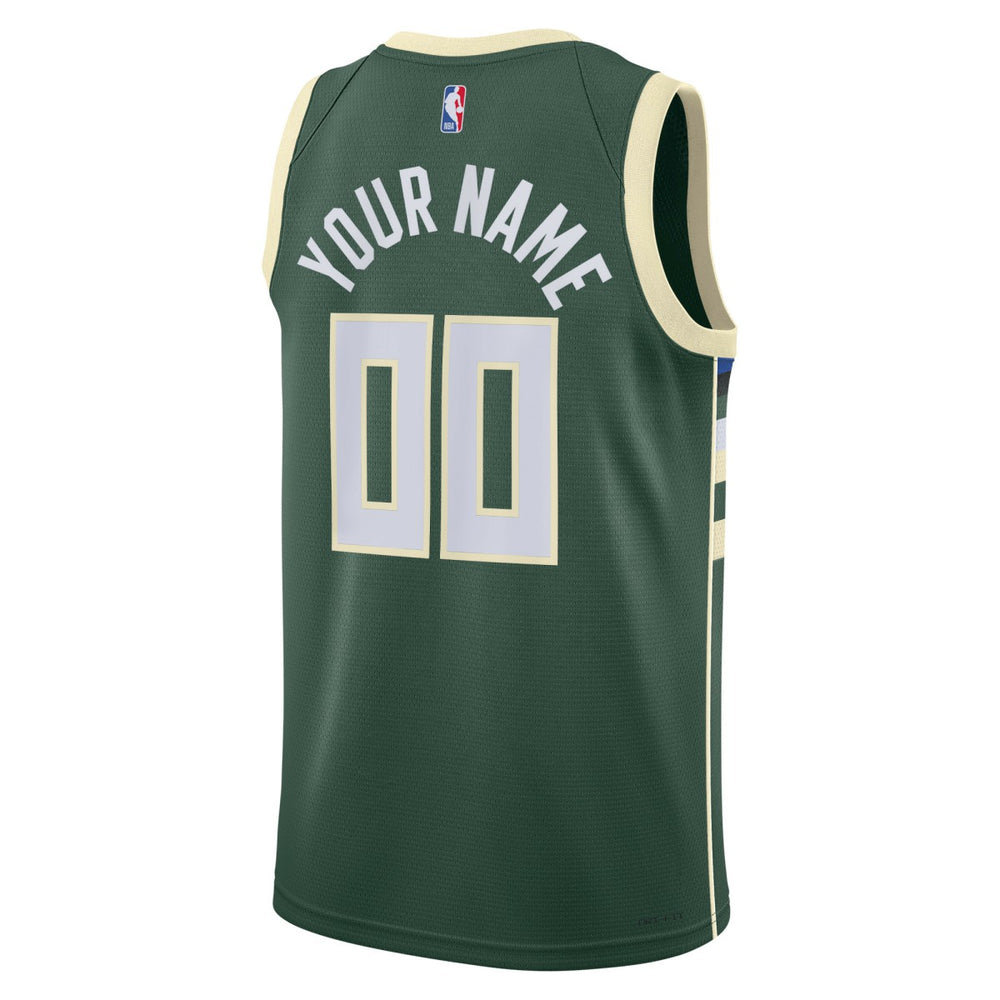 Nike Milwaukee Bucks Unisex Swingman Custom Jersey Hunter Green Icon Edition