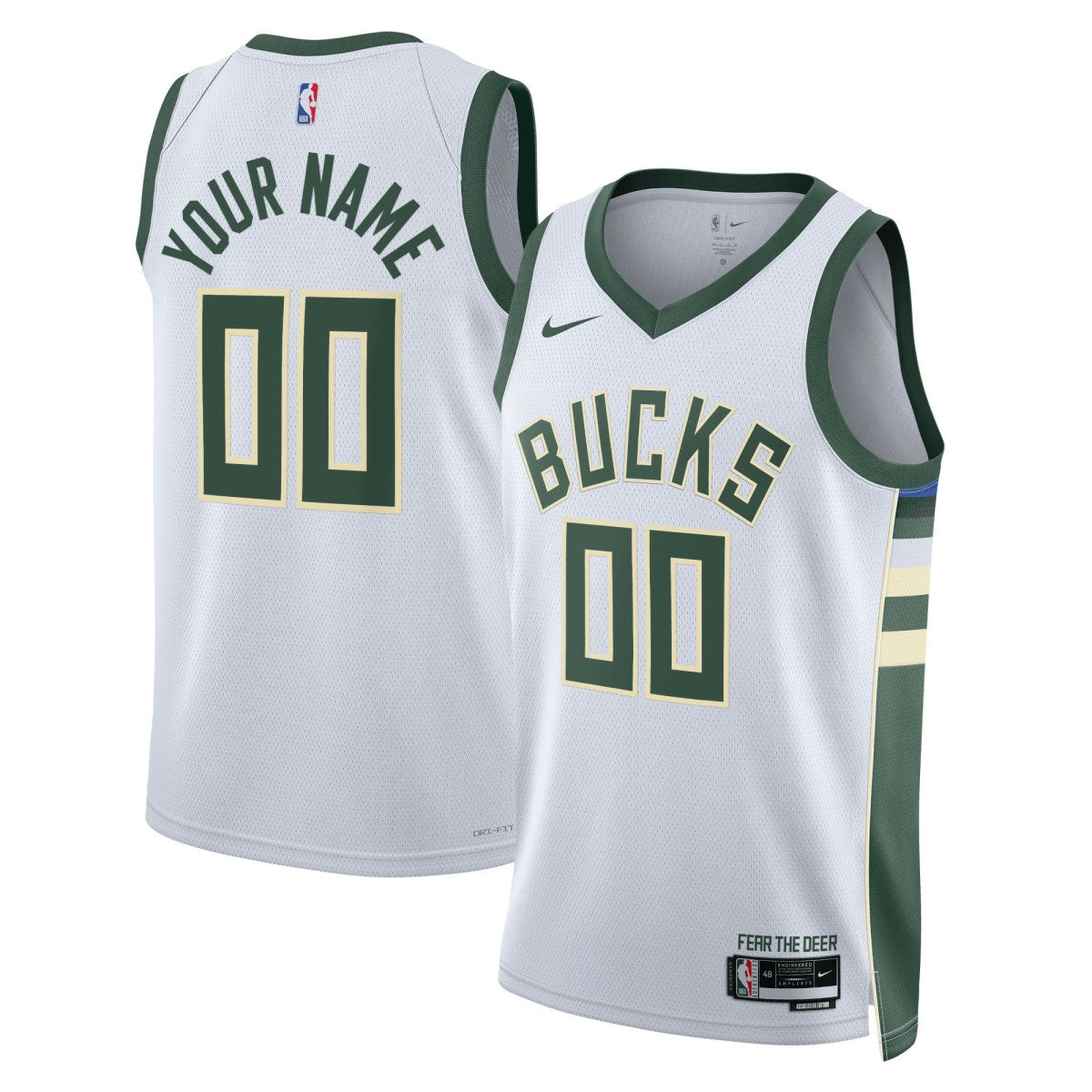 Nike Milwaukee Bucks Unisex Swingman Custom Jersey White Association Edition