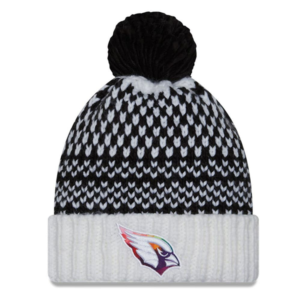 Arizona Cardinals New Era Women's 2023 NFL Crucial Catch Cuffed Pom Knit Hat - Black/White - NFL