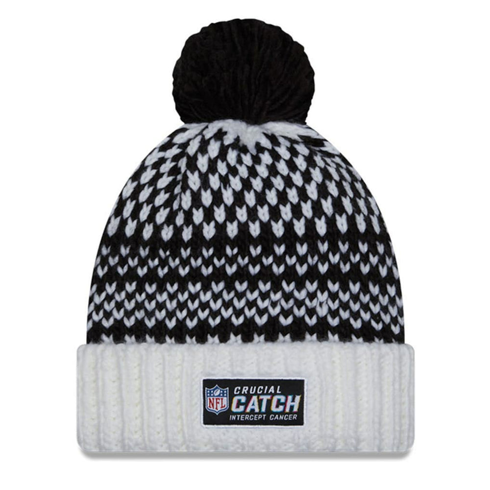 Cleveland Browns New Era Women's 2023 NFL Crucial Catch Cuffed Pom Knit Hat - Black/White - NFL