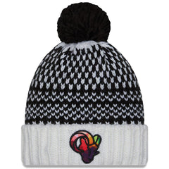 Los Angeles Rams New Era Women's 2023 NFL Crucial Catch Cuffed Pom Knit Hat - Black/White - NFL