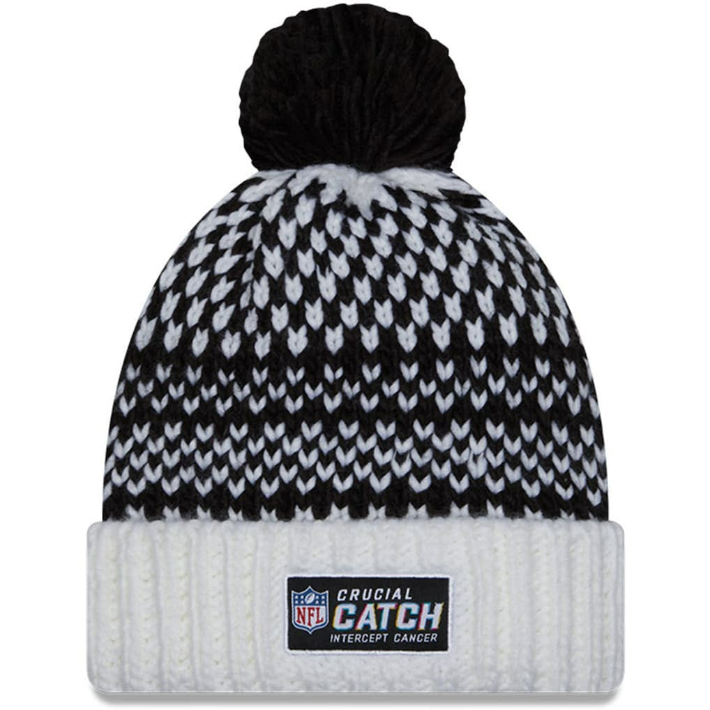 New Orleans Saints New Era Women's 2023 NFL Crucial Catch Cuffed Pom Knit Hat - Black/White - NFL