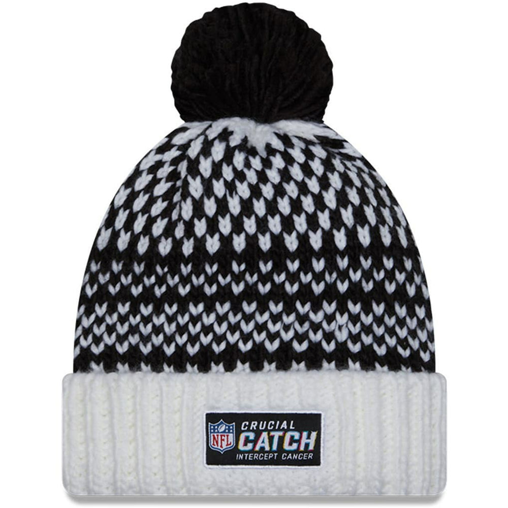 New Orleans Saints New Era Women's 2023 NFL Crucial Catch Cuffed Pom Knit Hat - Black/White - NFL