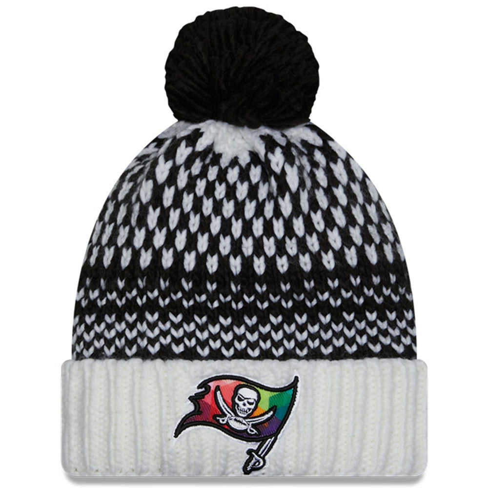 Tampa Bay Buccaneers New Era Women's 2023 NFL Crucial Catch Cuffed Pom Knit Hat - Black/White - NFL