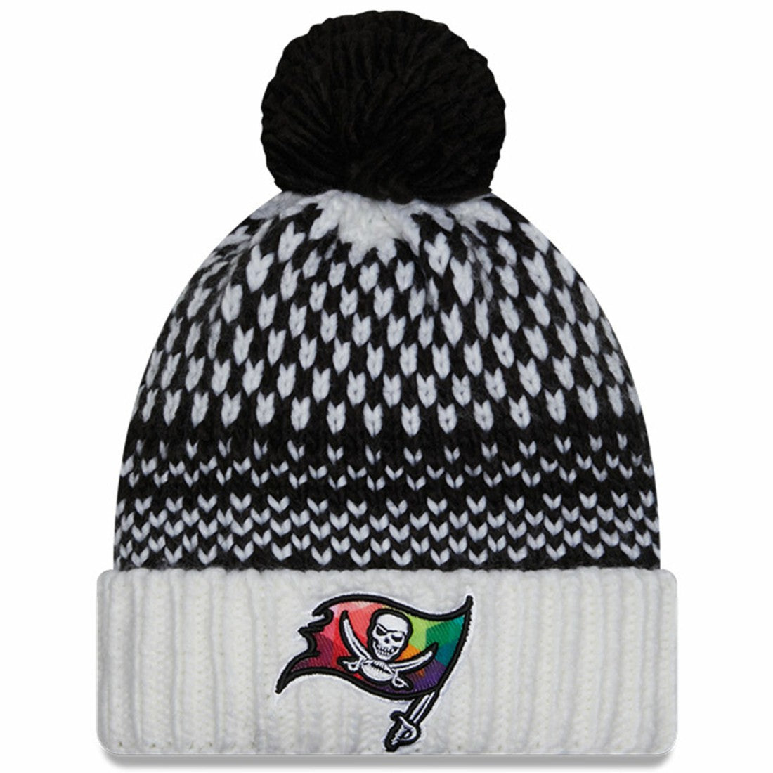 Tampa Bay Buccaneers New Era Women's 2023 NFL Crucial Catch Cuffed Pom Knit Hat - Black/White - NFL
