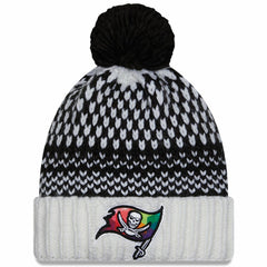 Tampa Bay Buccaneers New Era Women's 2023 NFL Crucial Catch Cuffed Pom Knit Hat - Black/White - NFL