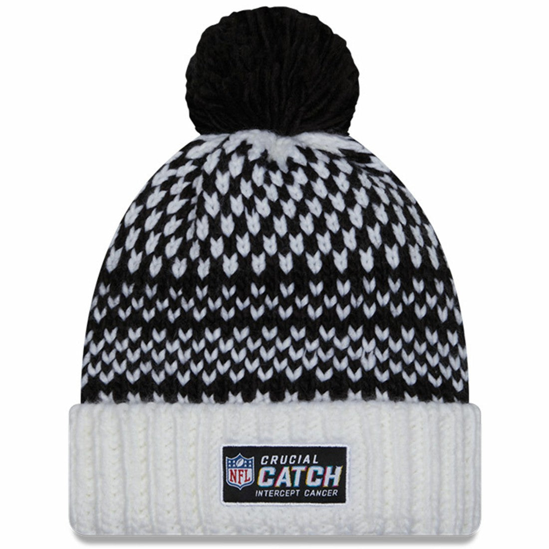 Tampa Bay Buccaneers New Era Women's 2023 NFL Crucial Catch Cuffed Pom Knit Hat - Black/White - NFL