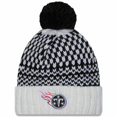 Tennessee Titans New Era Women's 2023 NFL Crucial Catch Cuffed Pom Knit Hat - Black/White - NFL