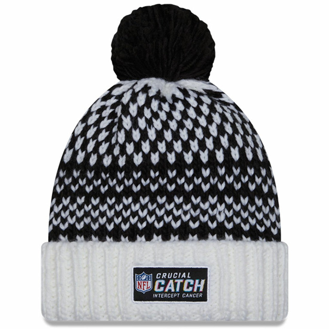 Tennessee Titans New Era Women's 2023 NFL Crucial Catch Cuffed Pom Knit Hat - Black/White - NFL