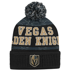 Vegas Golden Knights Youth Puck Cuffed Knit Hat with Pom - Black | NHL discount