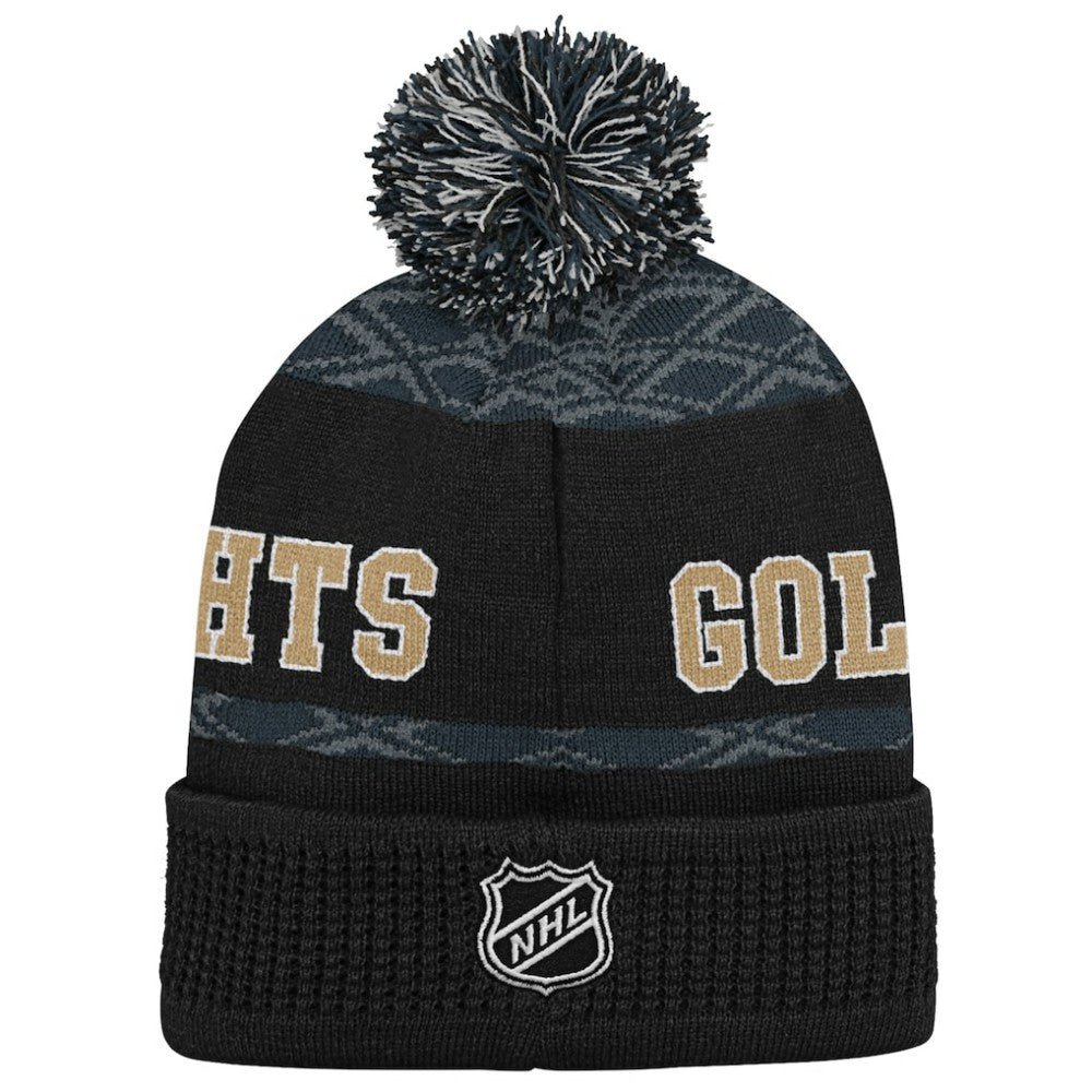 Vegas Golden Knights Youth Puck Cuffed Knit Hat with Pom - Black | NHL discount