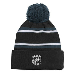 Vegas Golden Knights Youth Jacquard Cuffed Knit Hat with Pom - Black | NHL Lifestyle