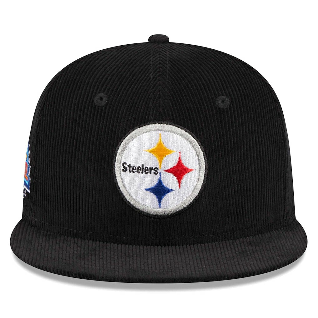 Pittsburgh Steelers New Era Throwback Cord 59FIFTY Fitted Hat - Black - NFL