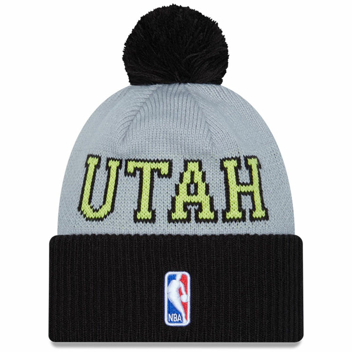 New Era Utah Jazz Tip-Off Two-Tone Cuffed Knit Hat with Pom Black/Gray