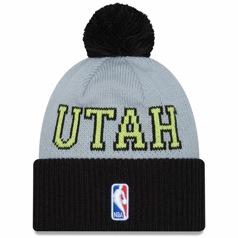 New Era Utah Jazz Tip-Off Two-Tone Cuffed Knit Hat with Pom Black/Gray