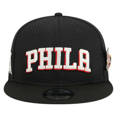 New Era Philadelphia 76ers Post-Up Pin Mesh 9FIFTY Snapback Hat Black