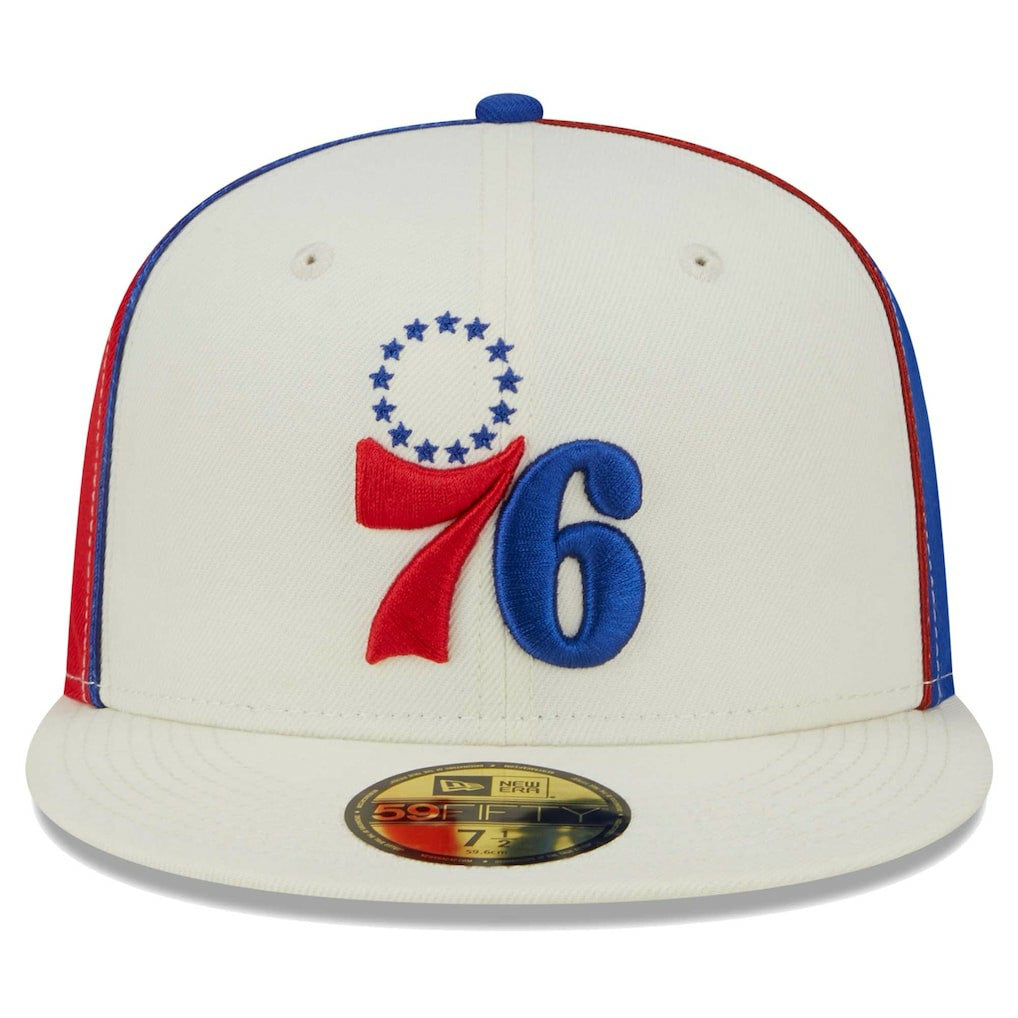 New Era Philadelphia 76ers Piped Pop Panel 59FIFTY Fitted Hat Cream