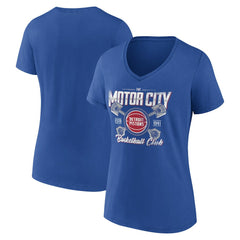 Detroit Pistons Women's Team Pride V-Neck T-Shirt Blue