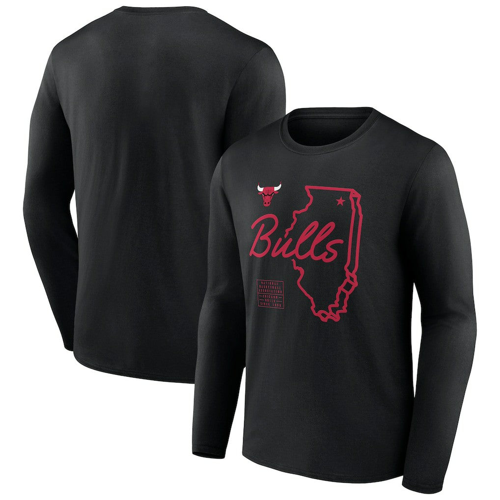 Chicago Bulls Announcer Long Sleeve T-Shirt Black