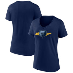 Memphis Grizzlies Women's Announcer V-Neck T-Shirt Navy