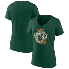 Milwaukee Bucks Women's Announcer V-Neck T-Shirt Hunter Green