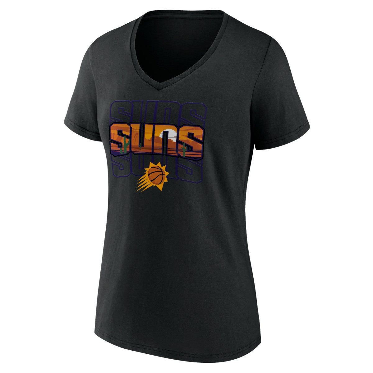 Phoenix Suns Women's Announcer V-Neck T-Shirt Black