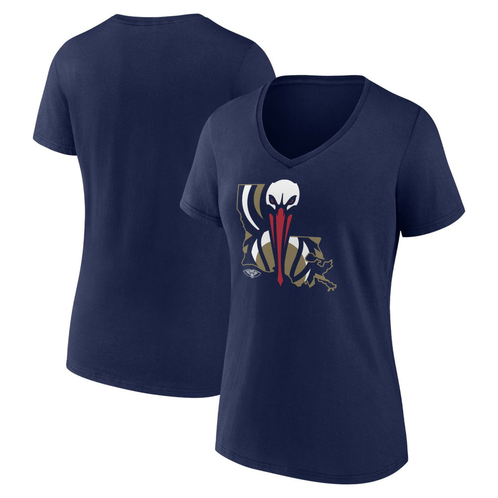 New Orleans Pelicans Women's Huddle V-Neck T-Shirt Navy
