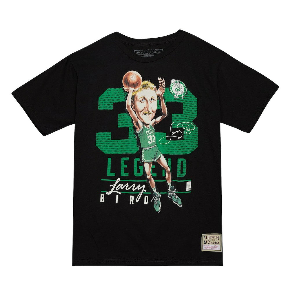Mitchell & Ness Larry Bird Boston Celtics Hardwood Classics Caricature T-Shirt Black