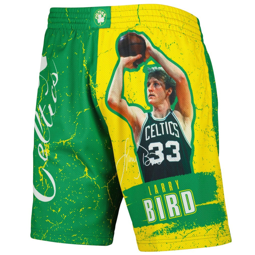 Mitchell & Ness Larry Bird Boston Celtics Hardwood Classics Player Burst Shorts Kelly Green