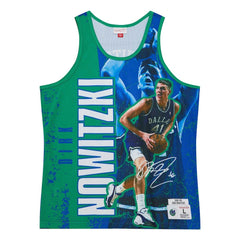Mitchell & Ness Dirk Nowitzki Dallas Mavericks Hardwood Classics Player Burst Tank Top Blue