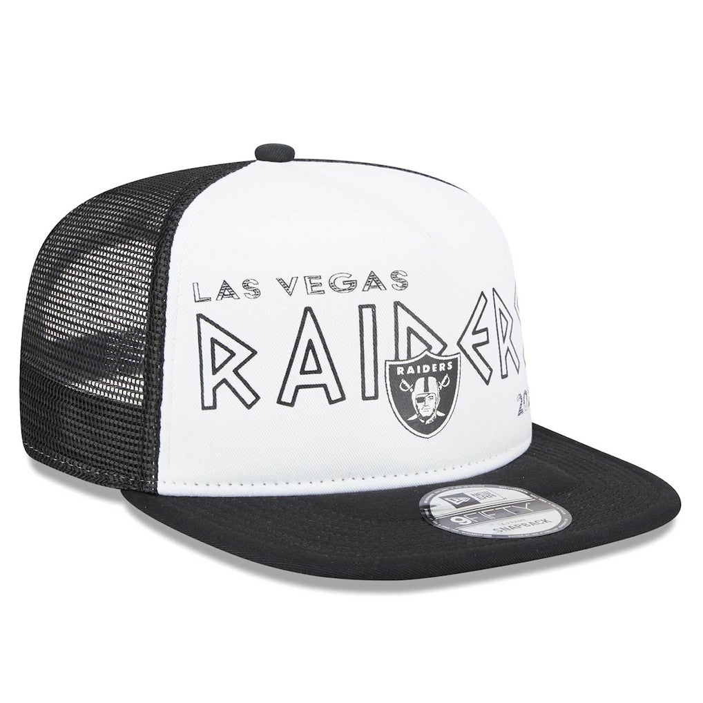Las Vegas Raiders New Era Banger 9FIFTY Trucker Snapback Hat - White/Black - NFL