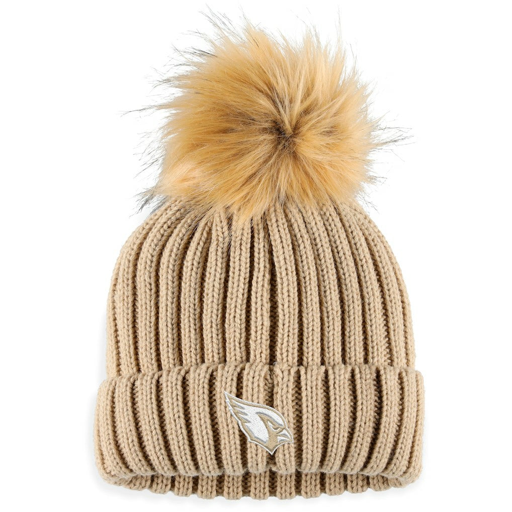 Arizona Cardinals WEAR by Erin Andrews Women's Neutral Cuffed Knit Hat with Pom - Natural - NFL