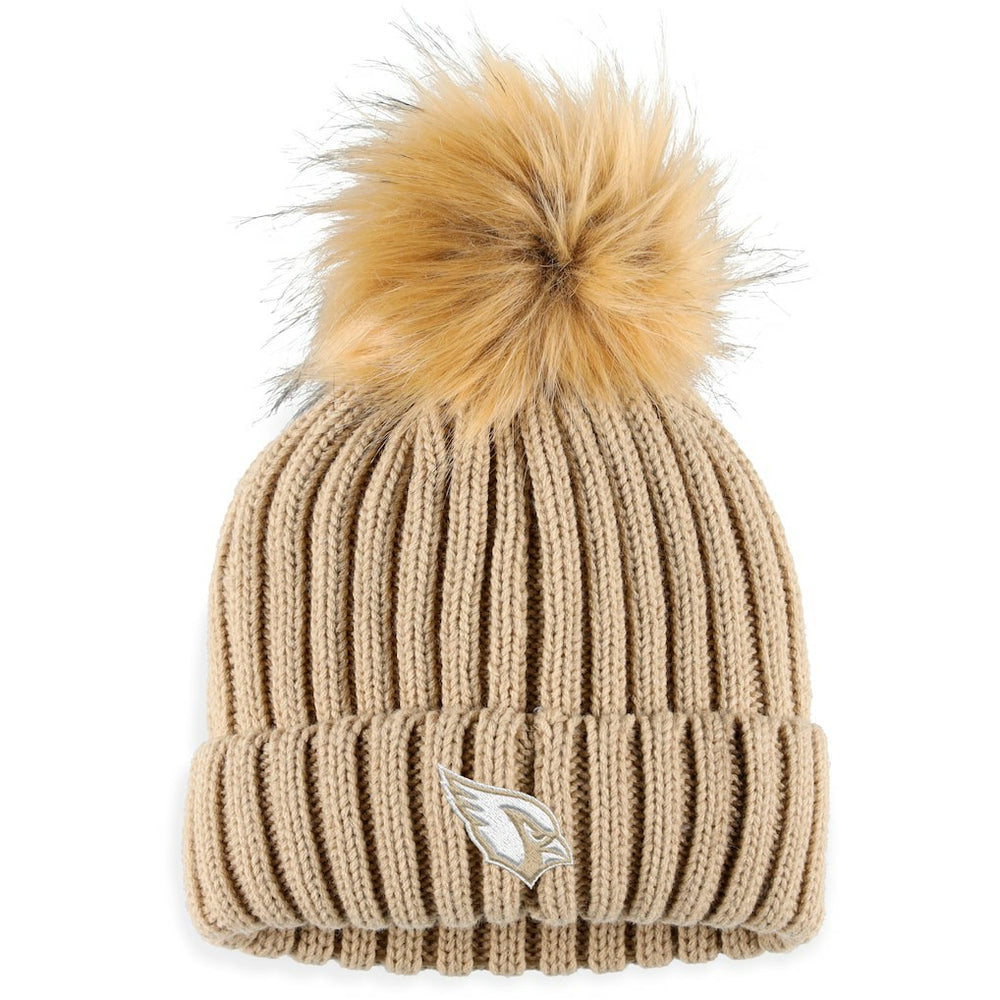 Arizona Cardinals WEAR by Erin Andrews Women's Neutral Cuffed Knit Hat with Pom - Natural - NFL