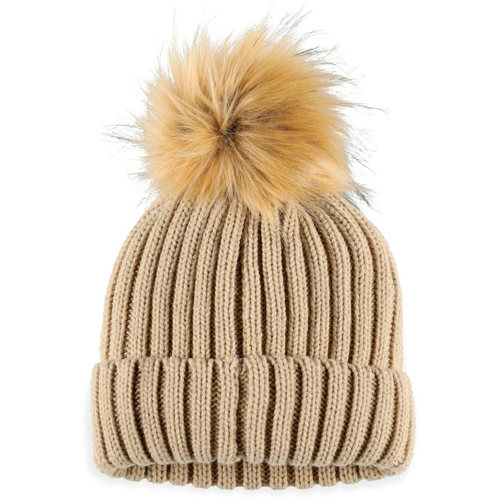 Las Vegas Raiders WEAR by Erin Andrews Women's Neutral Cuffed Knit Hat with Pom - Natural - NFL