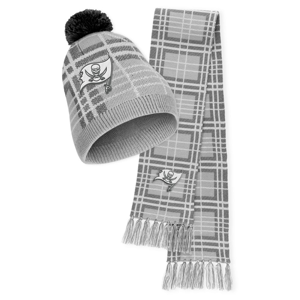 Tampa Bay Buccaneers WEAR by Erin Andrews Women's Plaid Knit Hat with Pom & Scarf Set - NFL